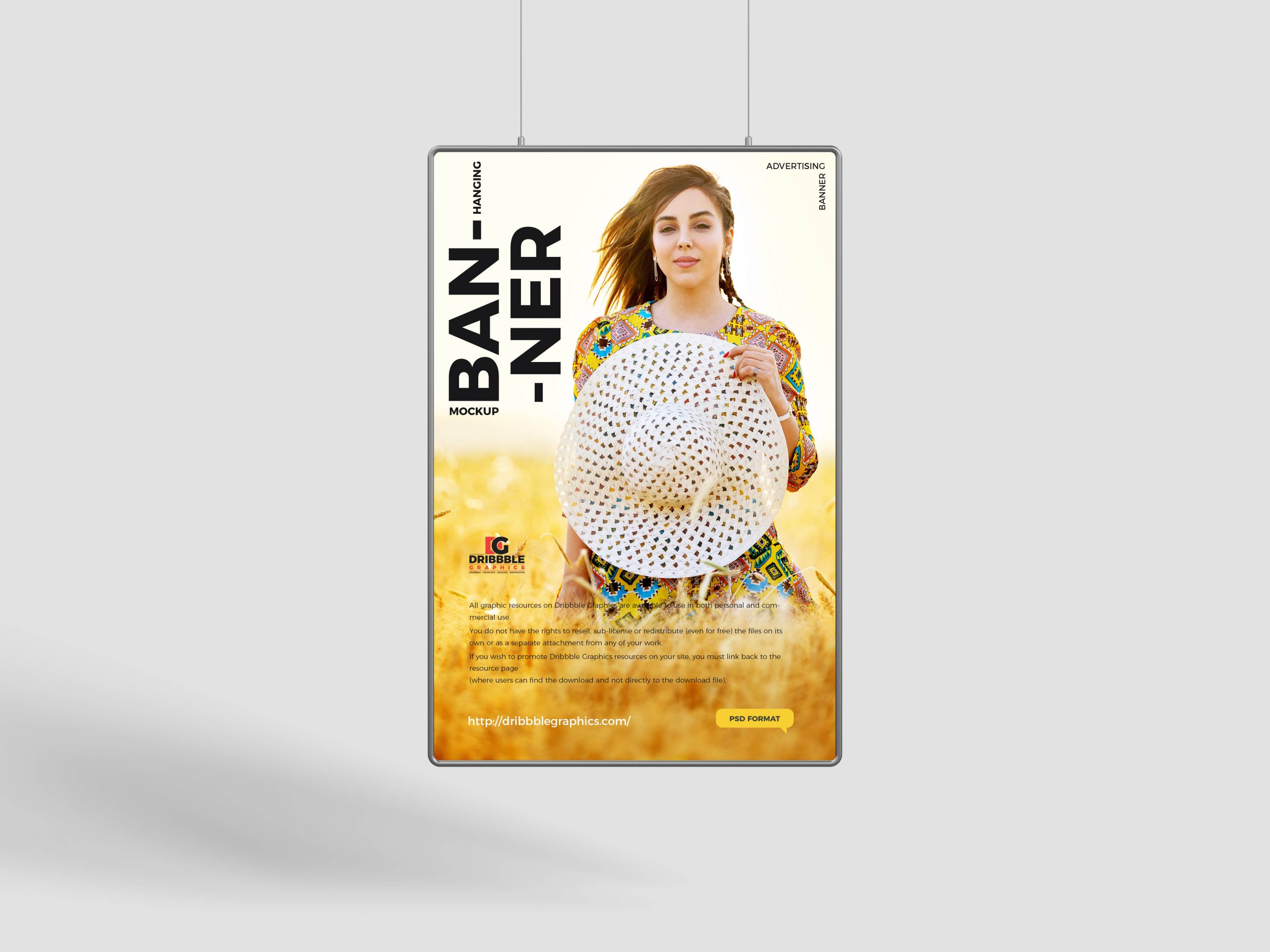 Advertising Hanging Free Banner Mockup