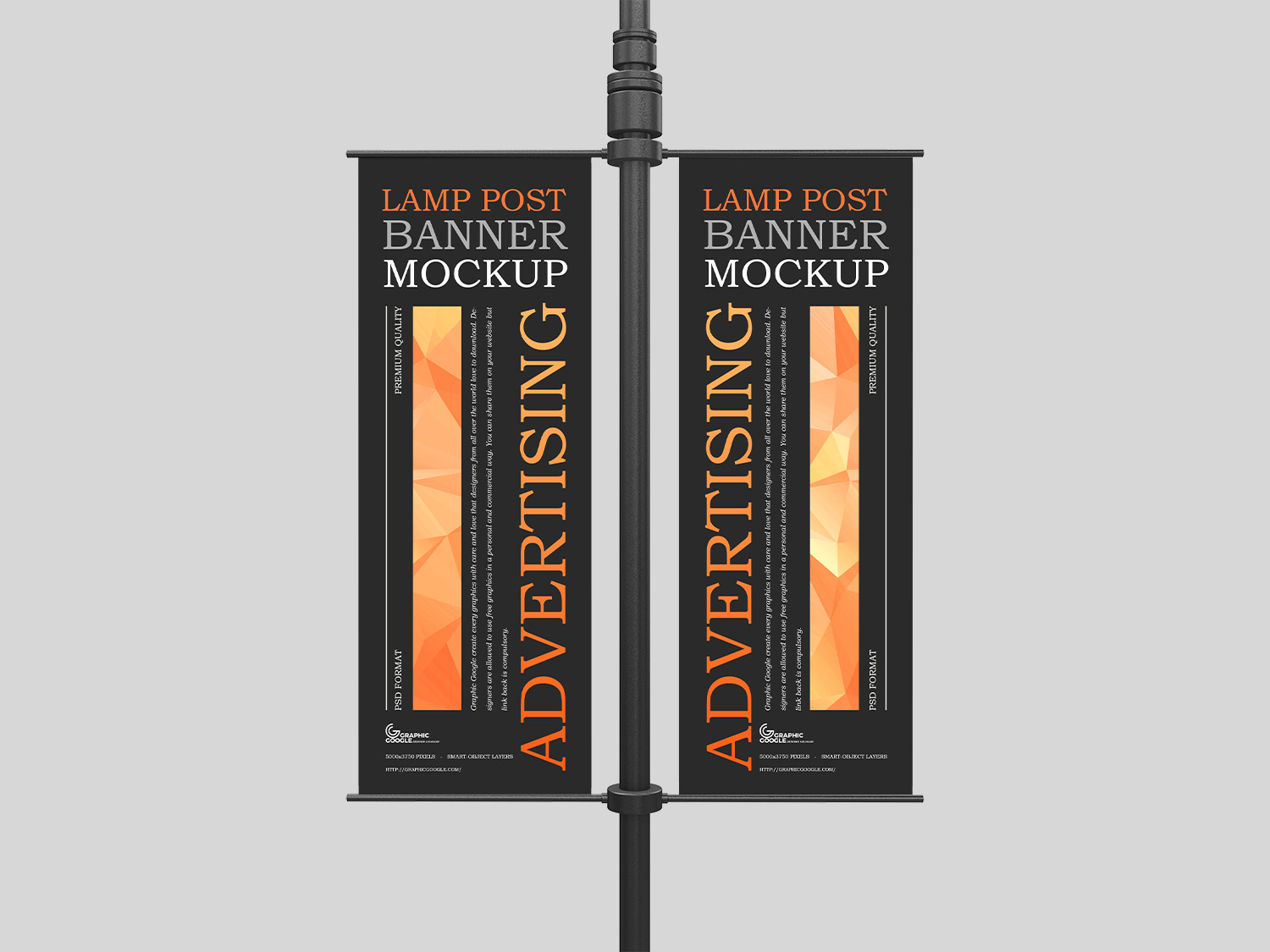 Free Advertising Lamp Post Banner Mockup