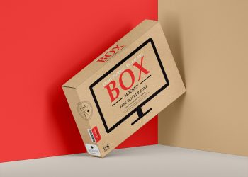 Free Craft LED Monitor Packaging Box Mockup