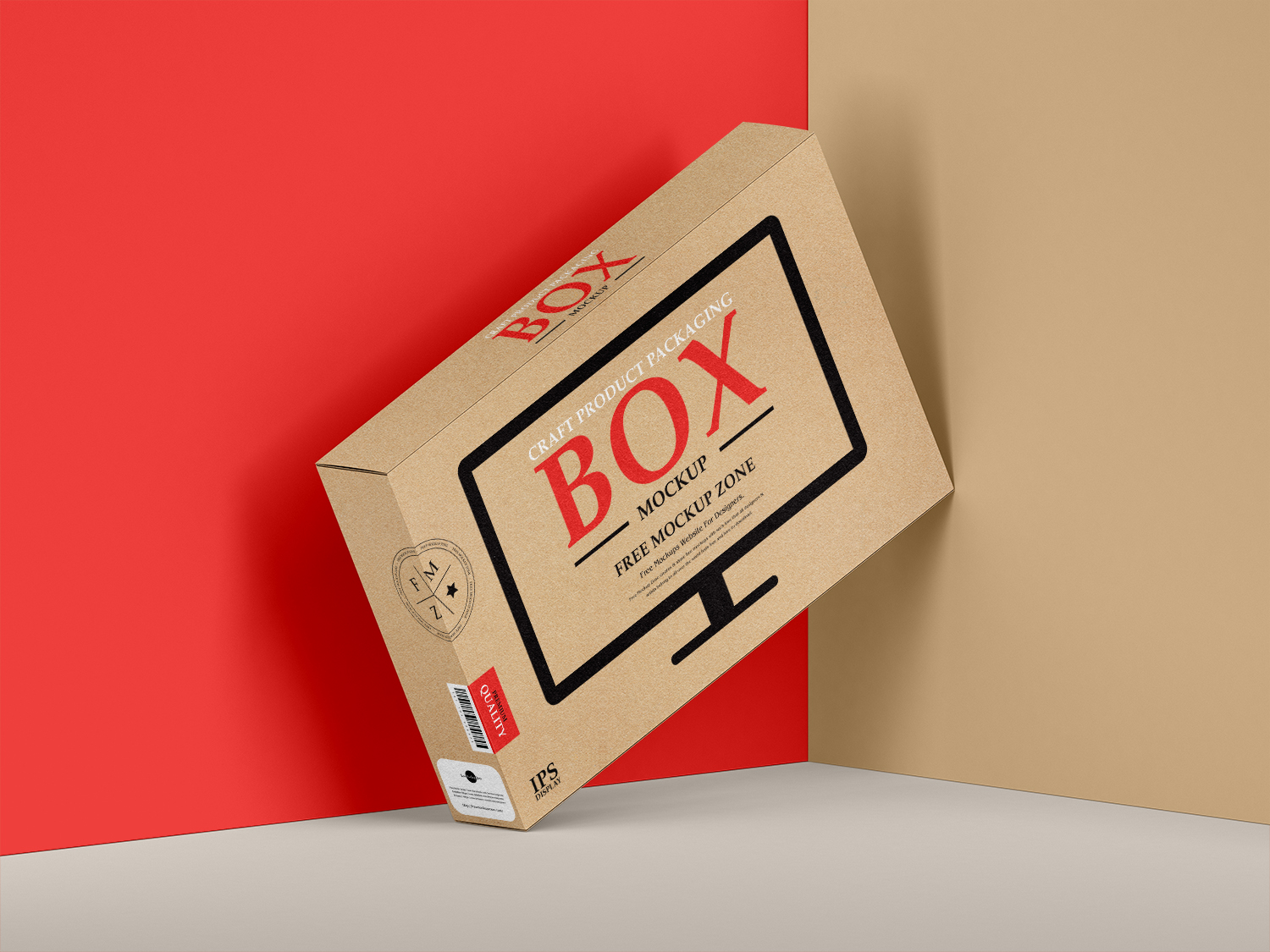 Free Craft LED Monitor Packaging Box Mockup