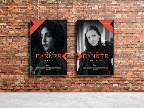 Free Dual Hanging Banner Mockup