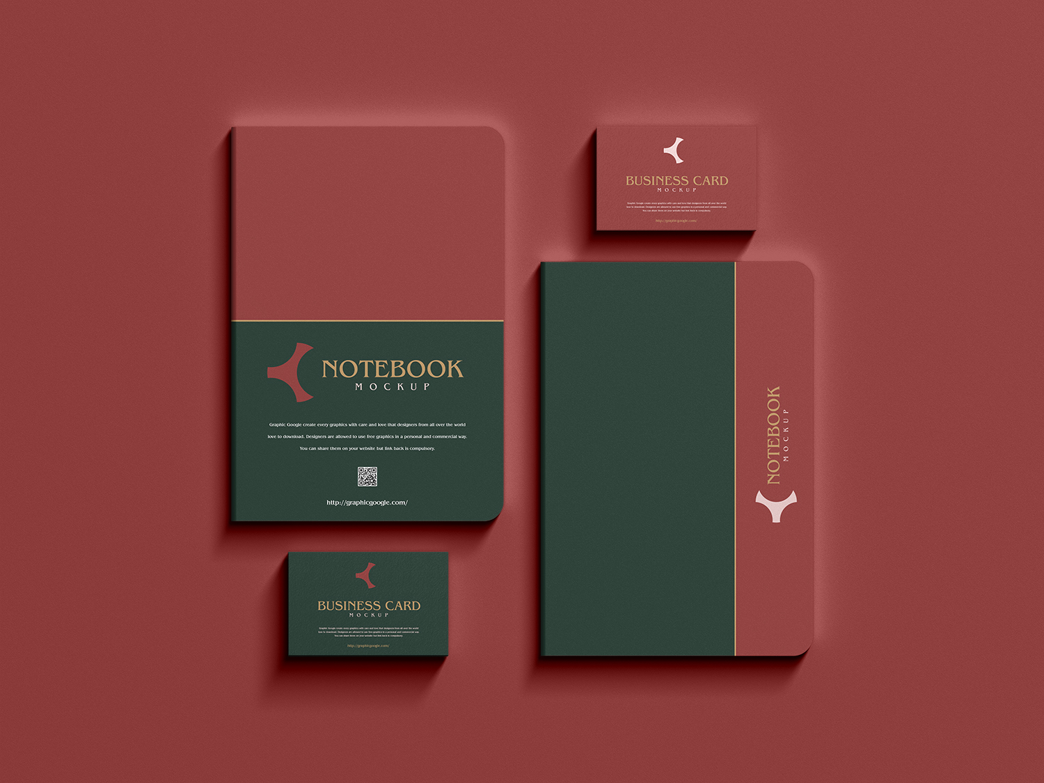 Free Notebook With Business Card Mockup