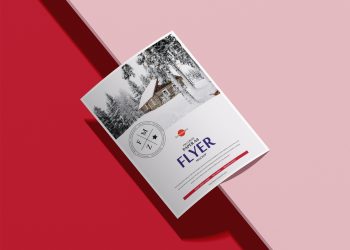 Free Brand A4 Curved Flyer Mockup PSD