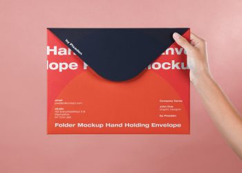 Hand Holding Large Psd Envelope Mockup