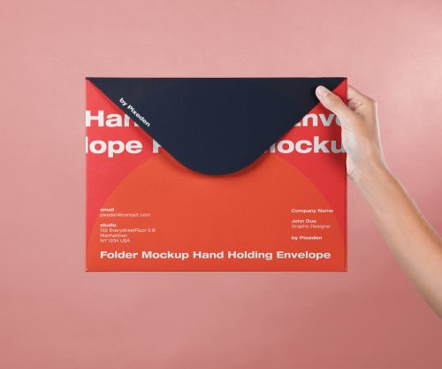 Hand Holding Large Psd Envelope Mockup