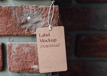 Label on Brick Wall Mockup