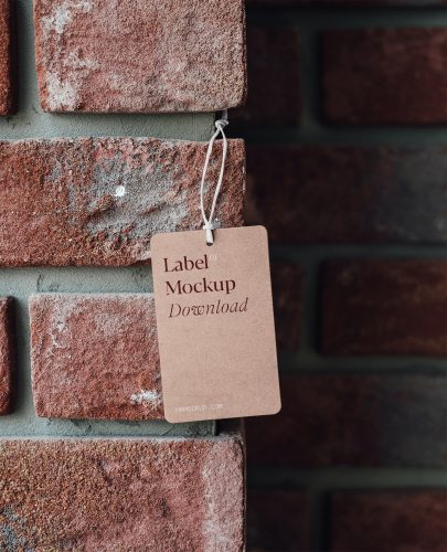 Label on Brick Wall Mockup