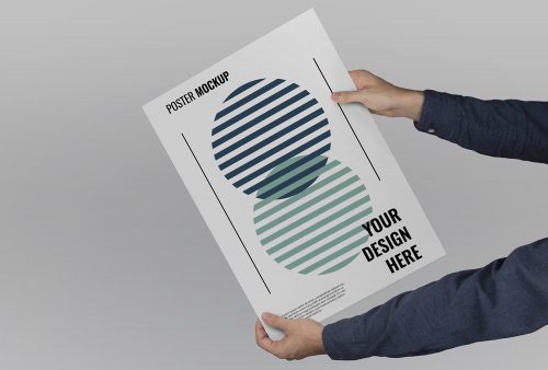 Mockup of Hands Holding a Poster