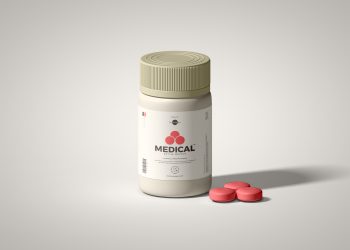 Pills with Medicine Bottle Mockup