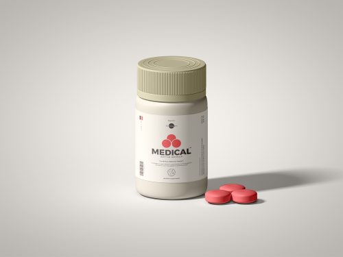 Pills with Medicine Bottle Mockup