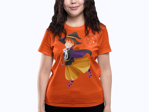 Smiling Girl Wearing T-Shirt Mockup