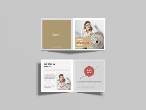 Square Bi-Fold Brochure Mockup