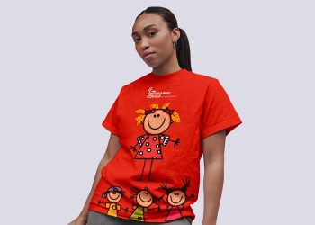 Young Girl Wearing T-Shirt Free Mockup