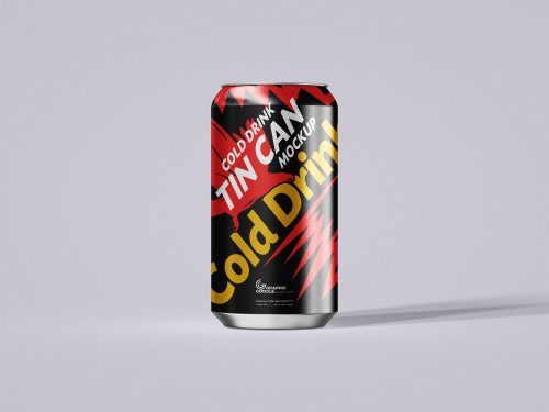 Cold Drink Tin Can Packaging Free Mockup