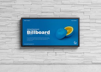 Free Advertisement Wall Billboard Mockup PSD