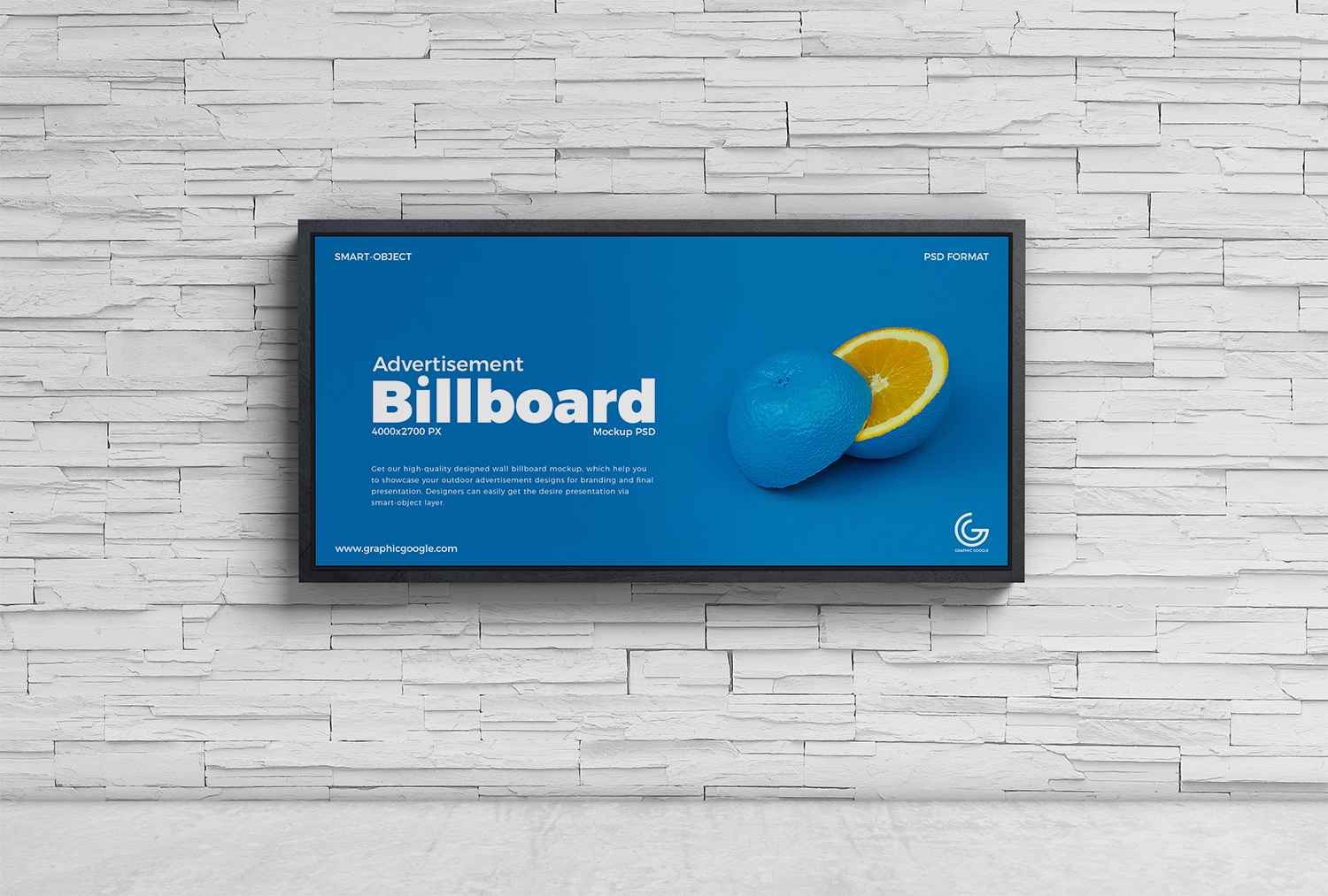 Free Advertisement Wall Billboard Mockup PSD