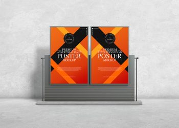 Free Advertising Stand Dual Poster Mockup