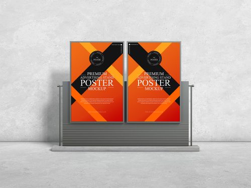 Free Advertising Stand Dual Poster Mockup