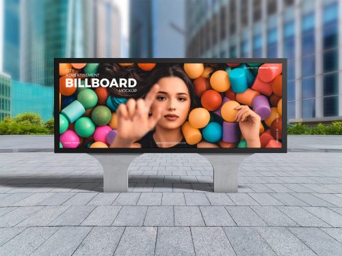 Free City Advertisement Billboard Mockup