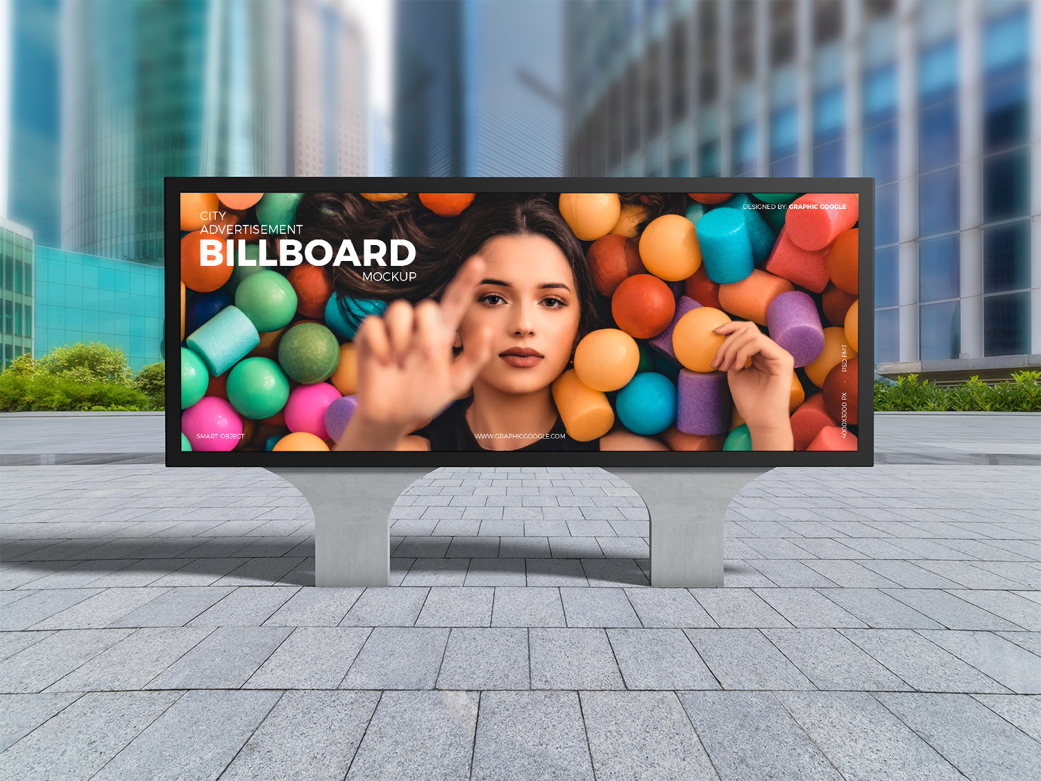 Free City Advertisement Billboard Mockup