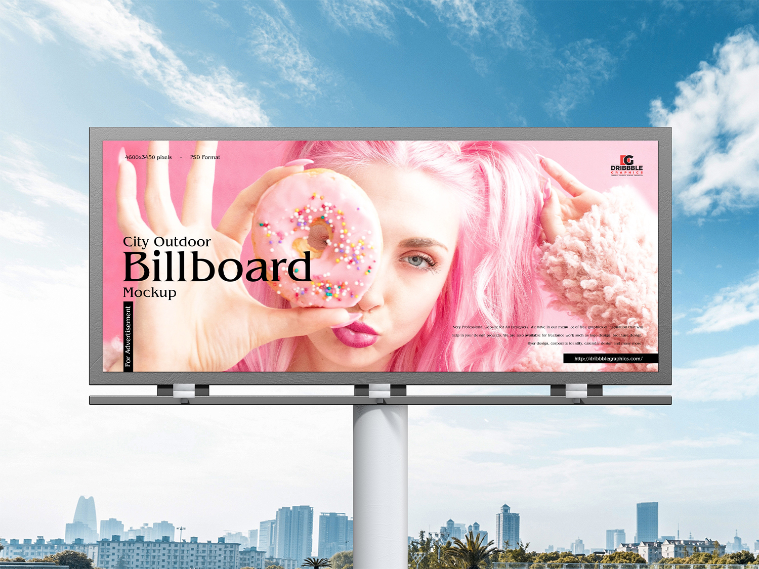 Free City Advertisement Outdoor Hoarding Billboard Mockup