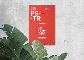 Free Glued Paper Poster Mockup