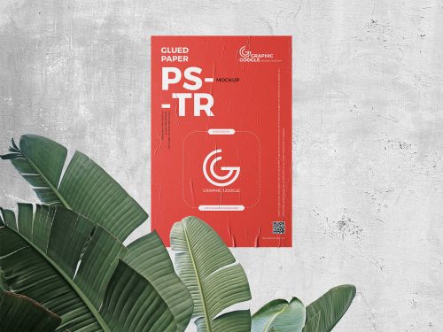 Free Glued Paper Poster Mockup