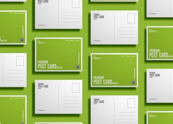 Free Grid Post Card Mockup