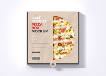 Free Half Die Cut Pizza Box Mockup