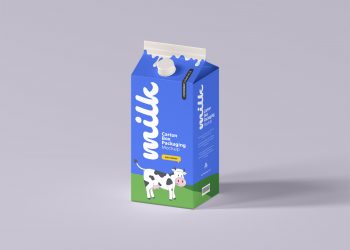 Free Milk Carton Box Packaging Mockup