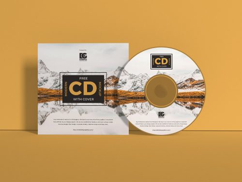 Free Modern CD With Cover Mockup