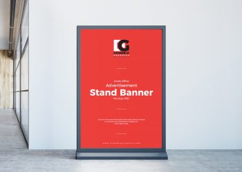 Free Office Interior Banner Stand Mockup