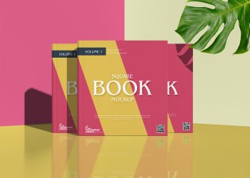 Free PSD Square Book Mockup For Title Branding