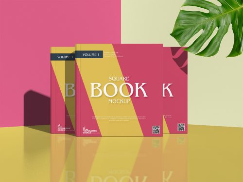 Free PSD Square Book Mockup For Title Branding
