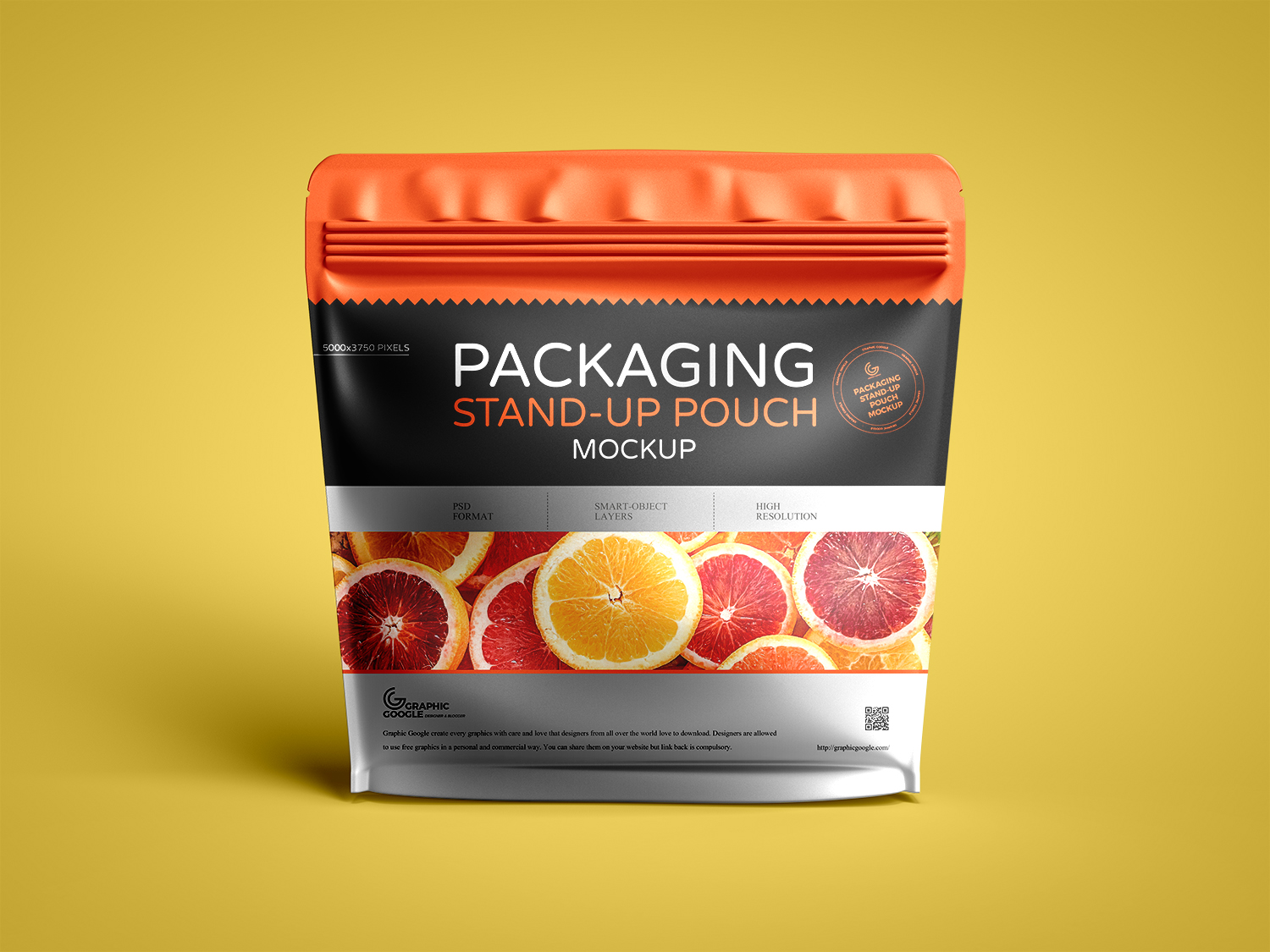 Free Packaging Stand-up Pouch Mockup