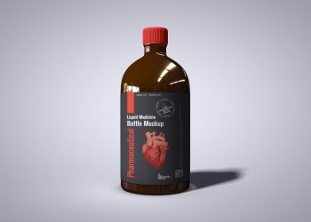 Free Pharmaceutical Liquid Medicine Bottle Mockup