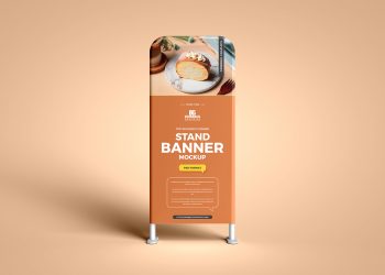 Free Top Rounded Corner Stand Banner Mockup