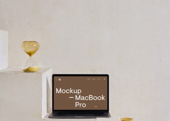 MacBook Pro on Stairs Mockup