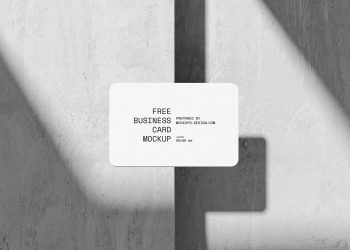 Rounded Business Card on Concrete Mockup