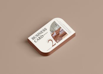 Sided Rounded Business Card Mockup