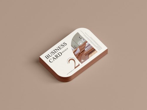 Sided Rounded Business Card Mockup