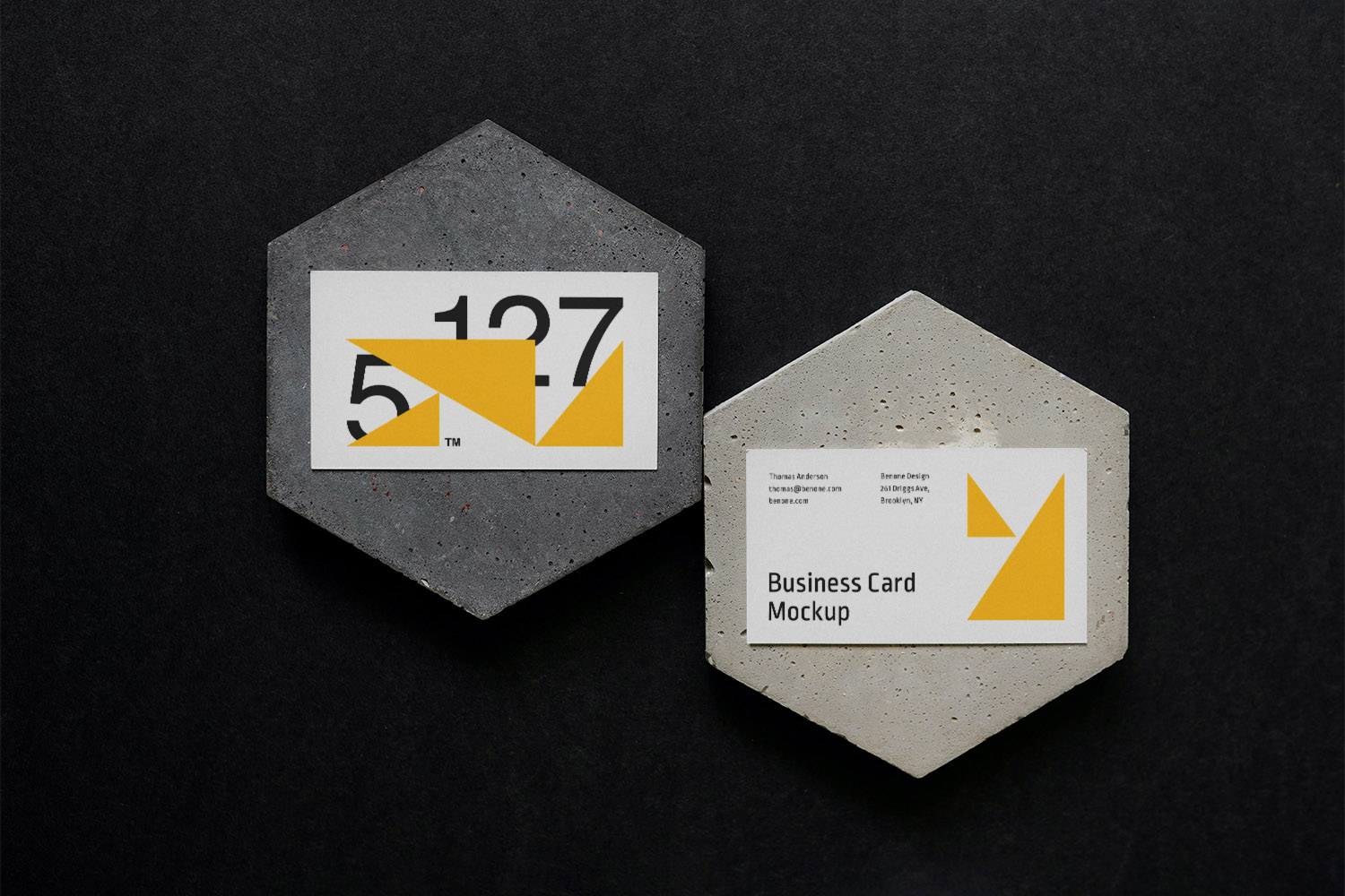 Two Business Cards on a Concreate Mockup