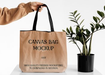 Women Holding Big Canvas Bag Mockup