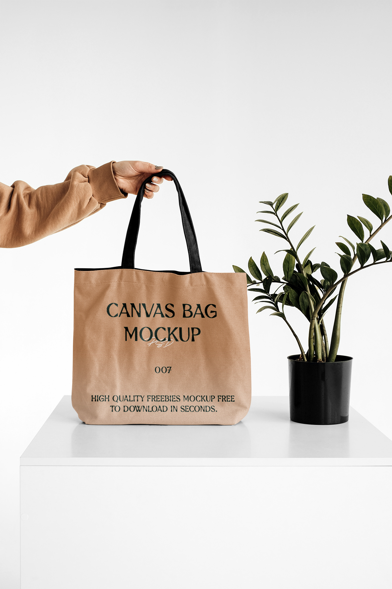 Women Holding Big Canvas Bag Mockup