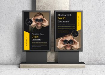 Free Advertising Stands Poster Mockup PSD