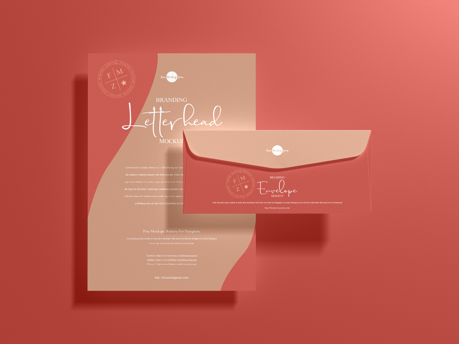 Free Branding Envelope with Letterhead Mockup