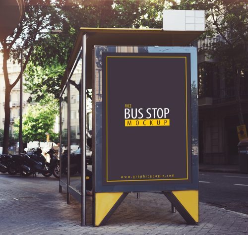 Free Bus Stop Mockup