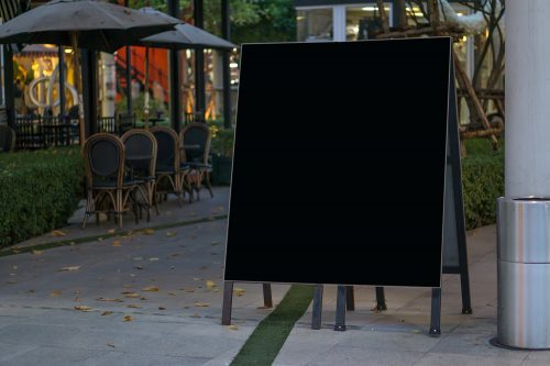 Free Restaurant Outside Banner Stand Mockup