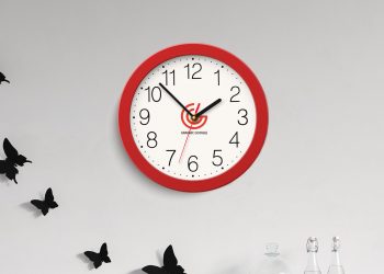 Free Wall Clock Logo Branding Mockup