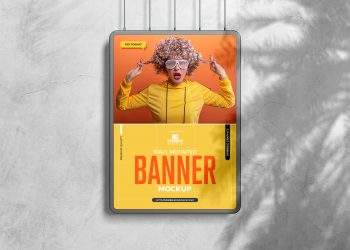 Free Wall Mounted Banner Mockup